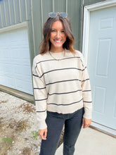Load image into Gallery viewer, Black + Taupe Striped Sweater
