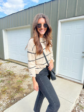 Load image into Gallery viewer, Black + Taupe Striped Sweater
