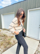 Load image into Gallery viewer, Black + Taupe Striped Sweater
