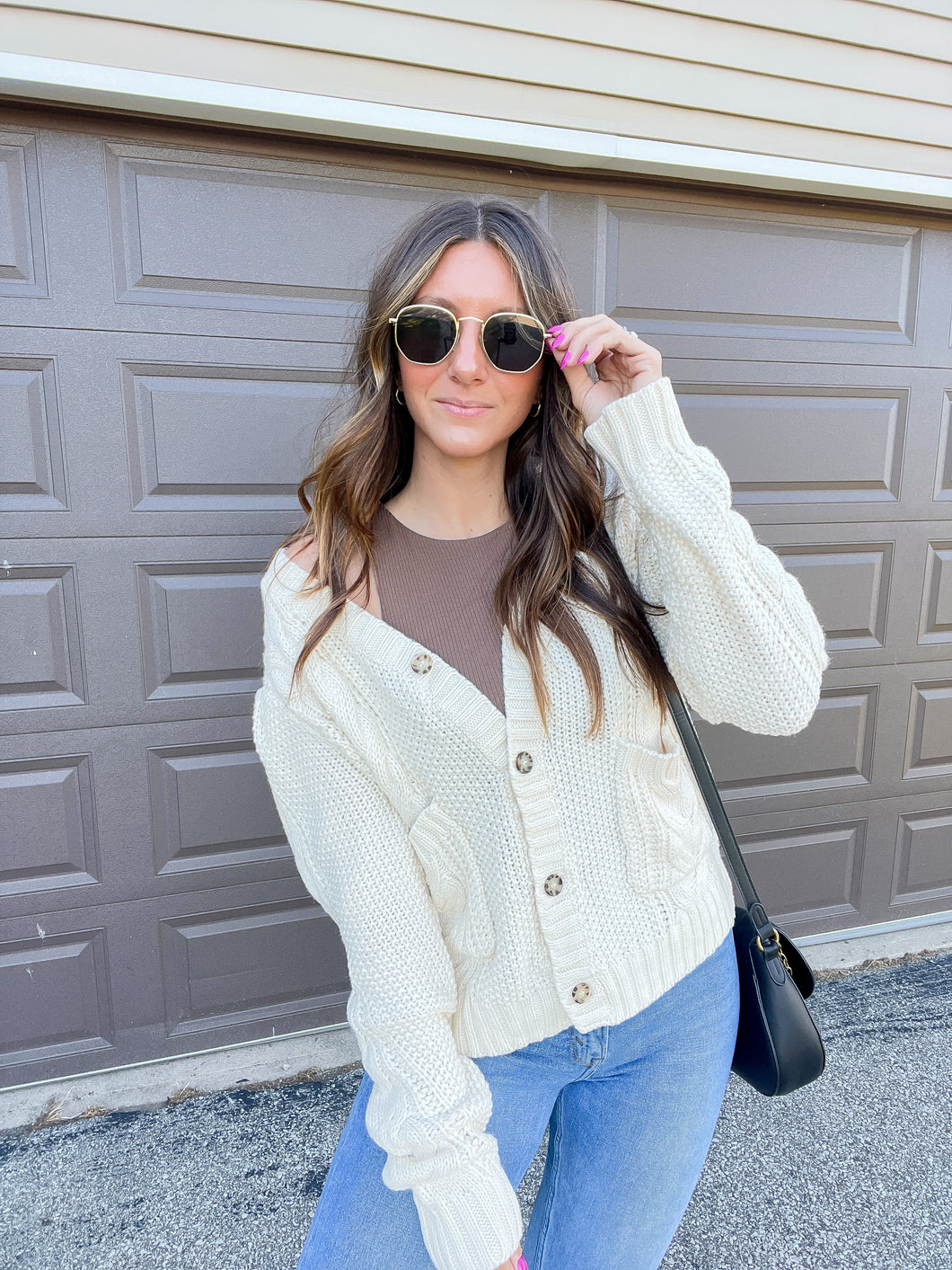 Cream Chunky Knit Button Sweater