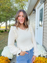Load image into Gallery viewer, Cream Ruffle Sweater Top
