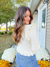 Load image into Gallery viewer, Cream Ruffle Sweater Top

