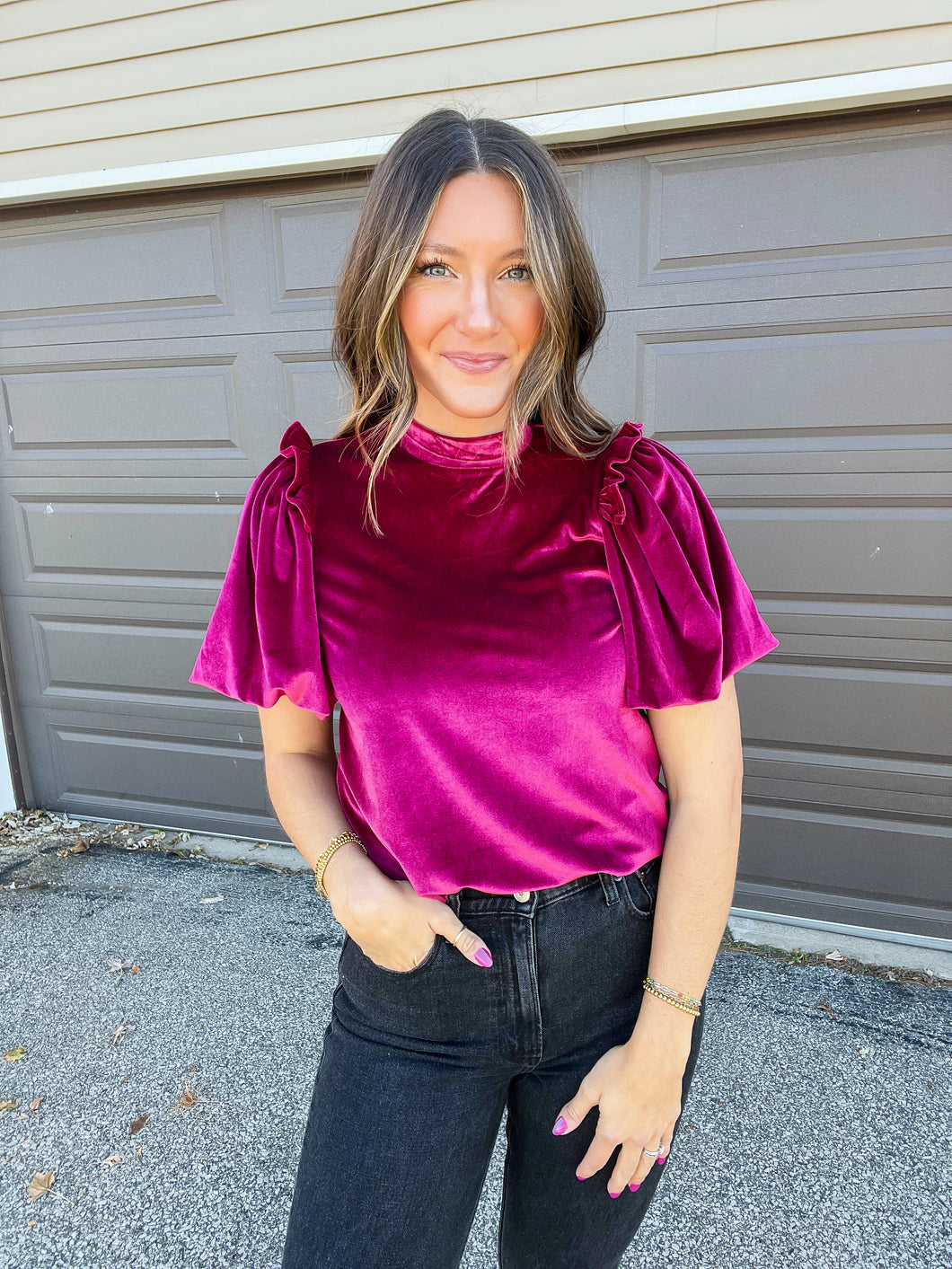 Berry Velvet Blouse