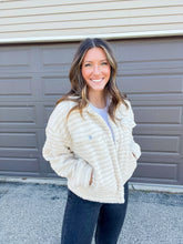 Load image into Gallery viewer, Cream Stripe Sherpa Jacket
