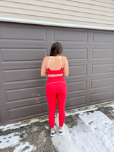 Load image into Gallery viewer, Red + Cream Leggings
