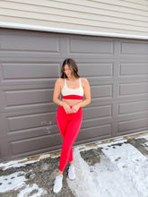 Load image into Gallery viewer, Red + Cream Sports Bra
