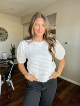 Load image into Gallery viewer, White Eyelet Sleeve Blouse
