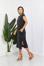 Load image into Gallery viewer, Stun The Crowds Slit Midi Dress in Black
