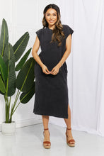 Load image into Gallery viewer, Stun The Crowds Slit Midi Dress in Black
