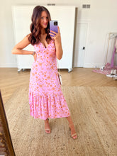 Load image into Gallery viewer, Pink Floral Midi Dress
