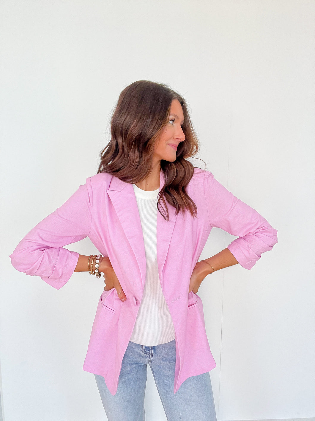 Pink Boyfriend Blazer