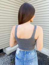 Load image into Gallery viewer, Ash Grey Square Neck Crop Tank
